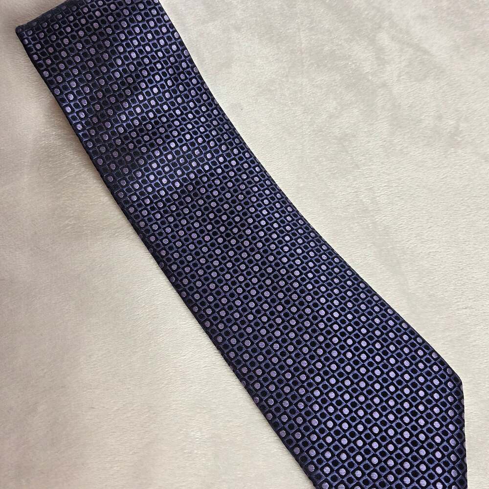 Vintage Christian Dior All Silk Tie Navy Geometric Made USA Woven Italy 58"